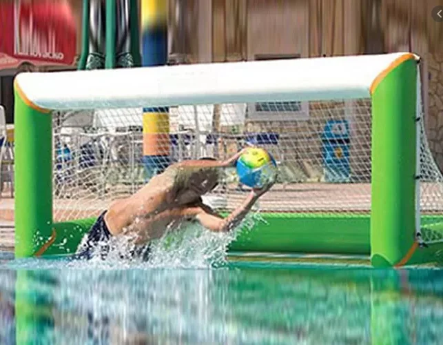 

Cheap Price 0.9mm PVC Tarpaulin Inflatable water polo goal for Water Sports, Custom