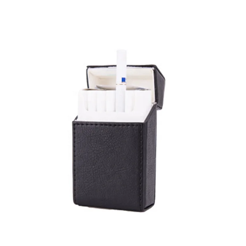

PU Leather Flip Type 20pcs Cigarette Box Creative Personality Waterproof Metal Cigarette Case, Black/gray/coffee/dark blue/light blue/brown