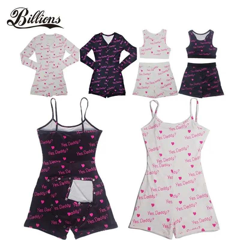 

2020 Hot Selling Yesdaddy Collection Tank Tops Two Pieces Sets Pajamas Spaghetti Onesie For Women