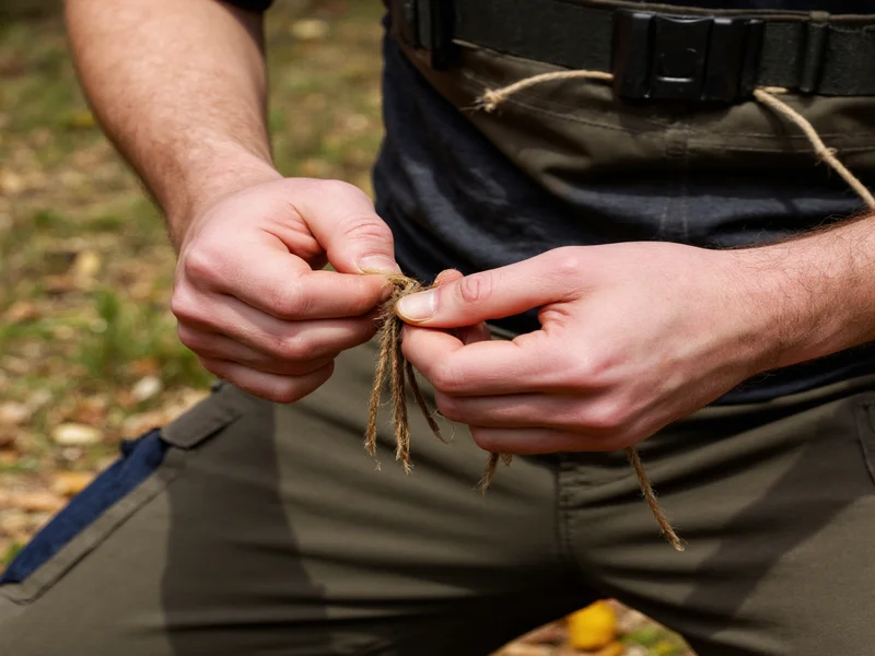 Survival craft demonstration showing proper cordage technique