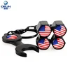 Universal Stainless Steel Tire Valve Stem Caps Black Dustproof tire cap cover with custom logo and Wrench Keychain Spanner