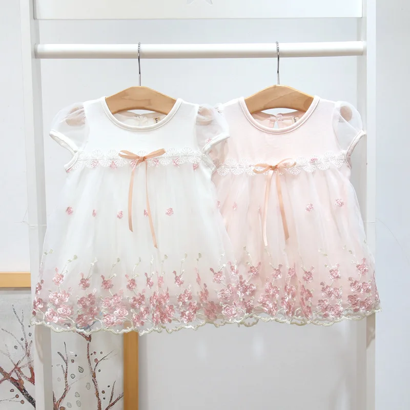 

Floral Kids Party Dress Birthday Clothes Summer Toddler Dress Lace Vintage Princess Baby Dress Girls