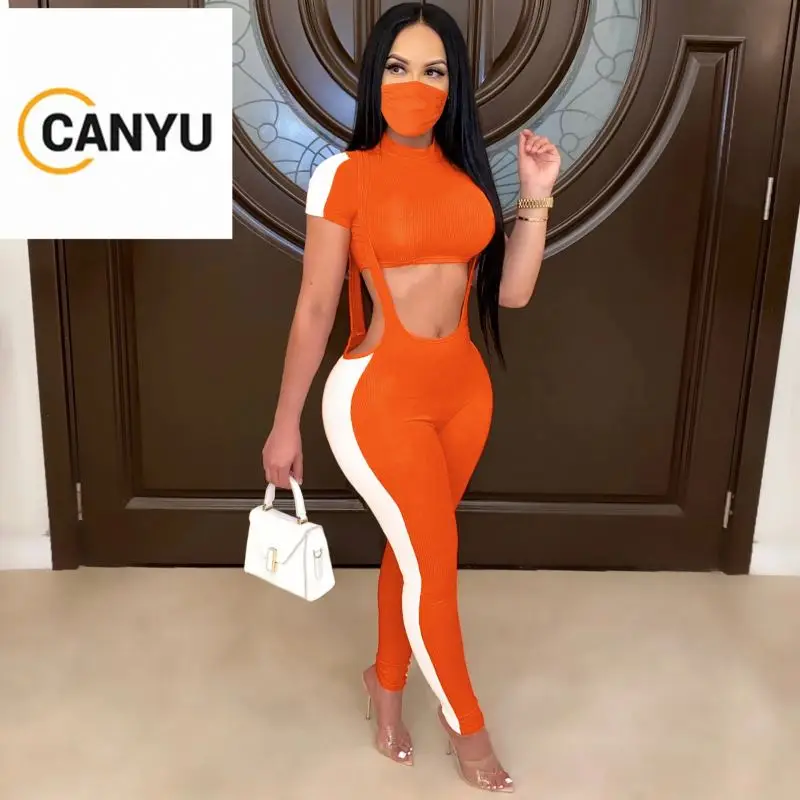 

CYB092 Summer Short Sleeves Crop Top Tight 2piece Pants Women Two Piece Shorts Set work clothes two piece set