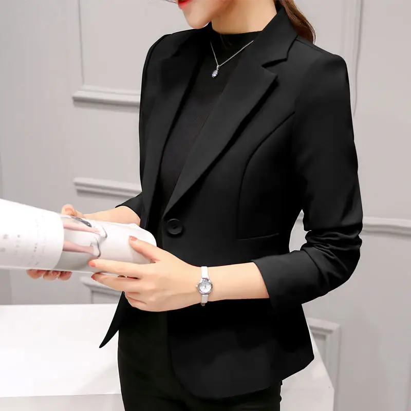 

Black Women Blazer Formal Blazers Lady Office Work Suit Pockets Jackets Coat Slim Black Women Blazer Femme Jackets Femme