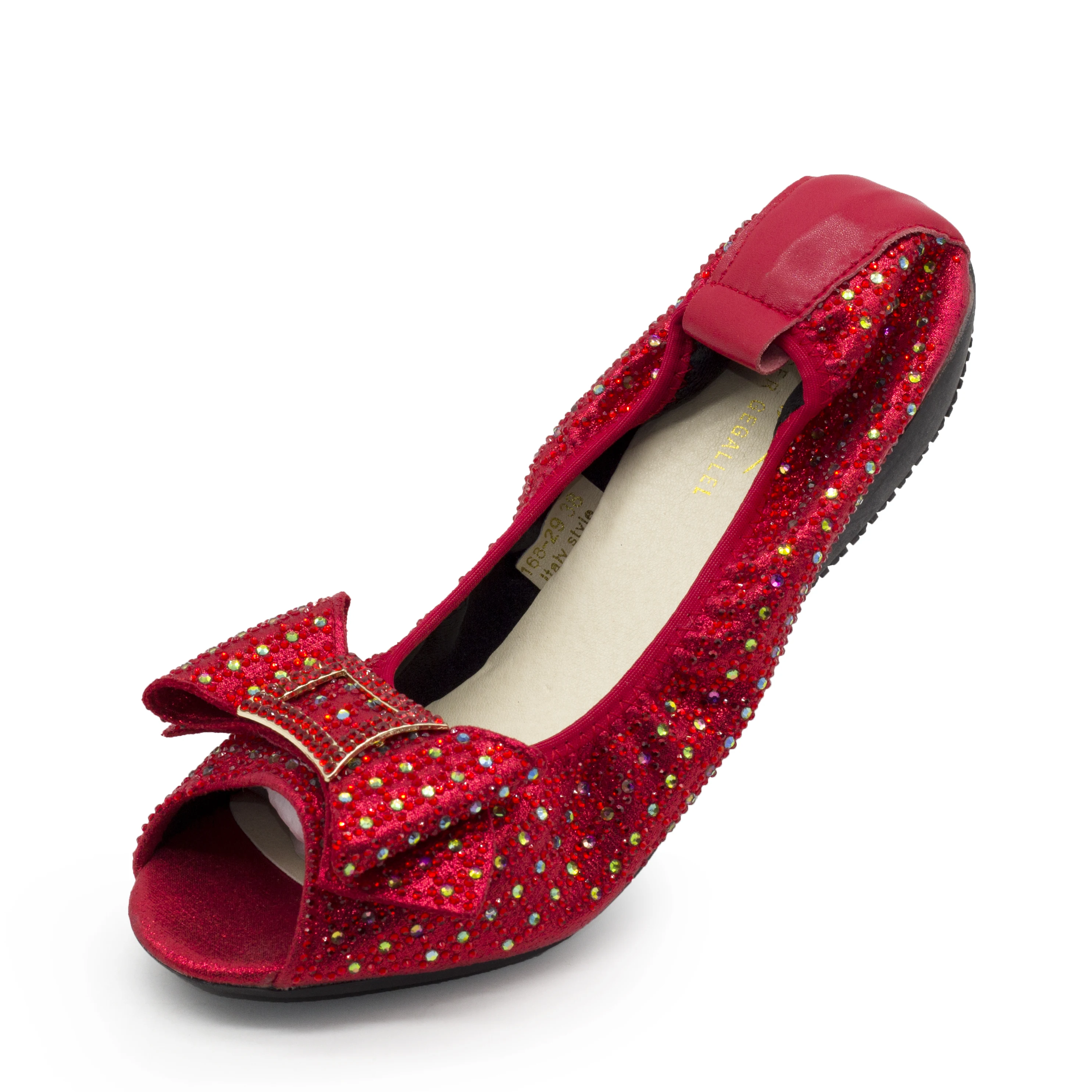 

Peep Toe Bowknot 168-29 African Banana Shoes Rhinestone Ladies Ballet Flats