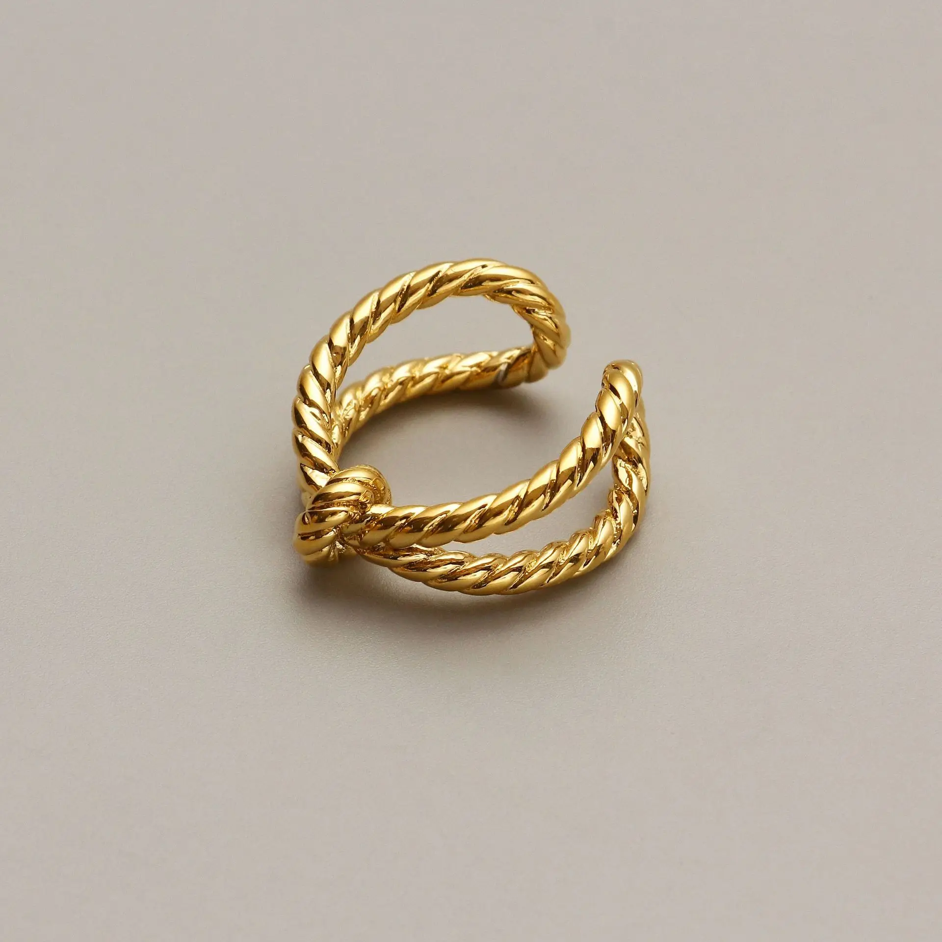 

Fashionable Simple Twist Knotted Ring 18k Real Gold Plating Open Ring Women 2021, Like picture