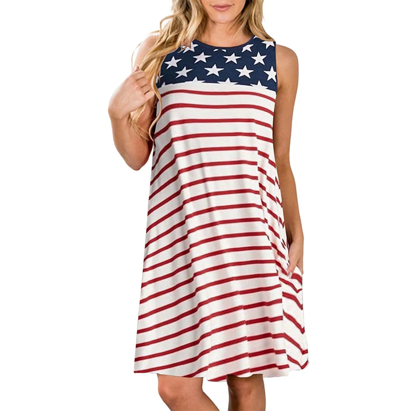 

Summer Sleeveless Damask Print Pocket Loose T-Shirt Dress Nightgown Sleep Dress For Women, Customized color
