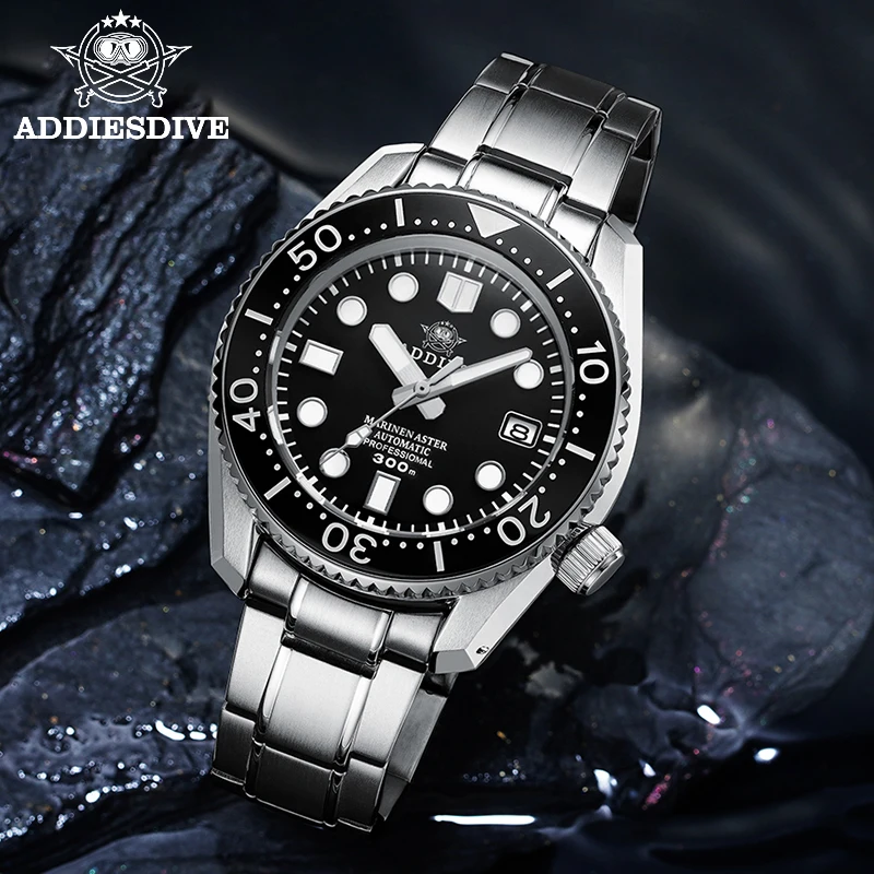 

addies H7 300m waterproof man watch with datenot clockwise man watch Luminous Hands diving 316 Stainless Steel Men's watch