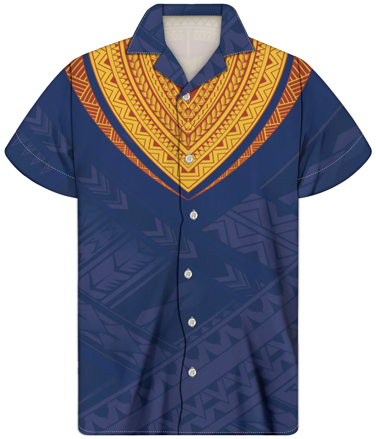 

Custom Men's Shirt Polynesian Tribal Pattern Button Up Shirts Men Traditional Polynesian Tribal Design Wholesale Plus Size Mens, Customized color