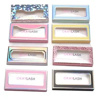 

custom fast delivery in stock cheap empty eyelash packaging boxes with different colors optional from OKAY LASH