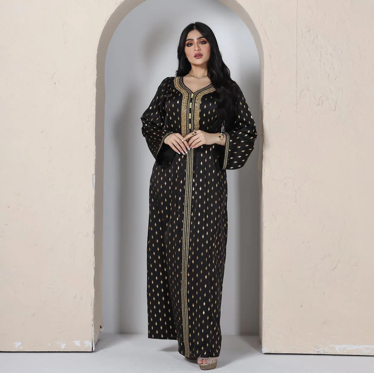 

2315 Kuwii wholesale High quality elegant arab robes women black muslim abaya turkey musulman luxury abaya for Eid al-Adha