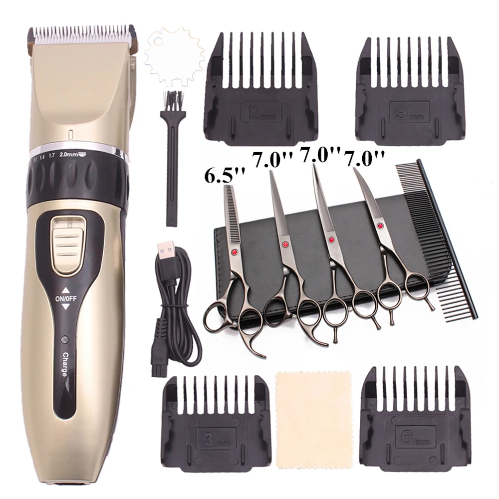 

Professional Pet Dog Hair Trimmer Animal Grooming Clippers Cutter Machine Shaver Electric Scissor Clipper 110-240V USB Charging, Rose gold&black