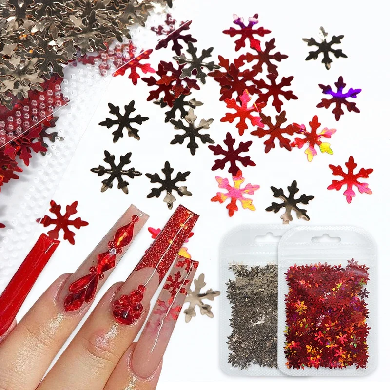 

Paso Sico 12 Designs Colorful Winter Christmas Nail Art Glitter Sequins DIY Snowflake Nail Art Sequins for DIY Nail Supplies