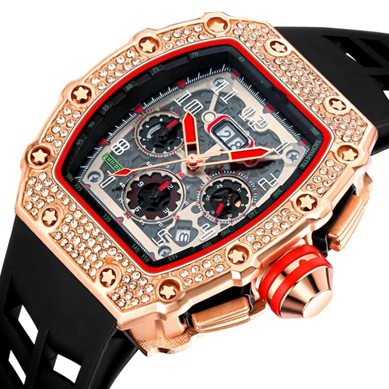 

RM Fully stocked Bling Watch Heavy Reloj Hombr Men Watch Replica Mans Diamond Watches