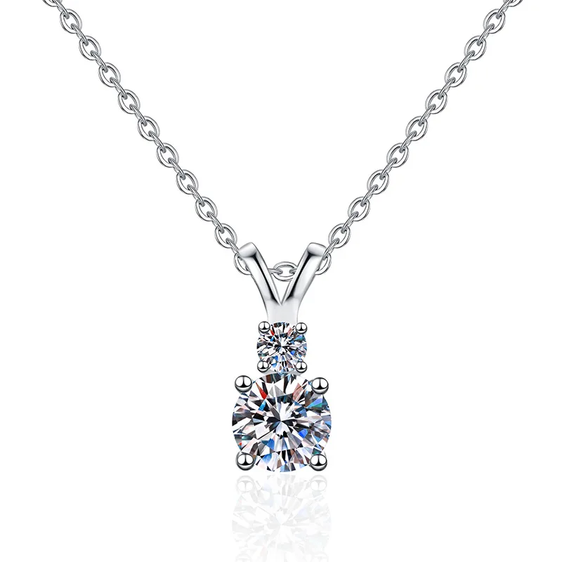 Real D Color Four Stone Round Brilliant Cut 1Carat Moissanite 925 Sterling Silver Moissanite Necklace for Women