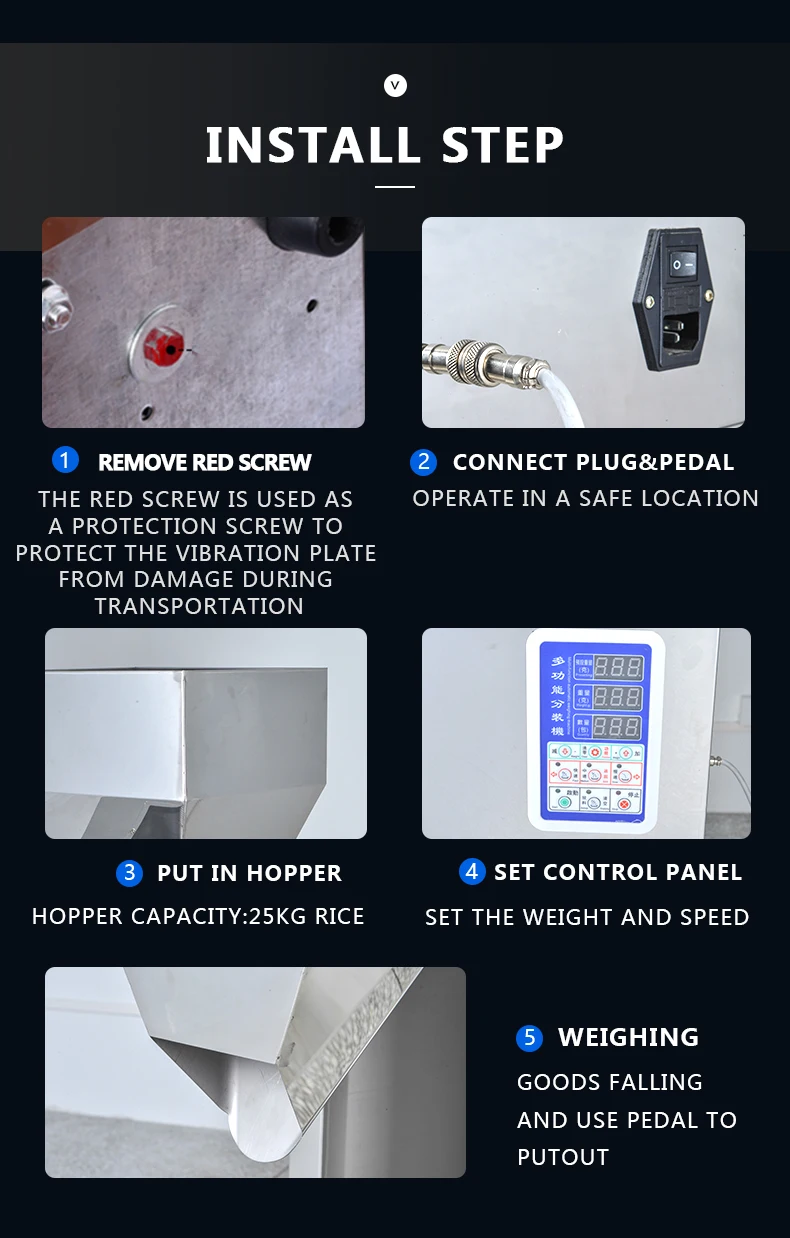 10-1000g powder granules bag filling bottle filling weighing machine with foot pedal