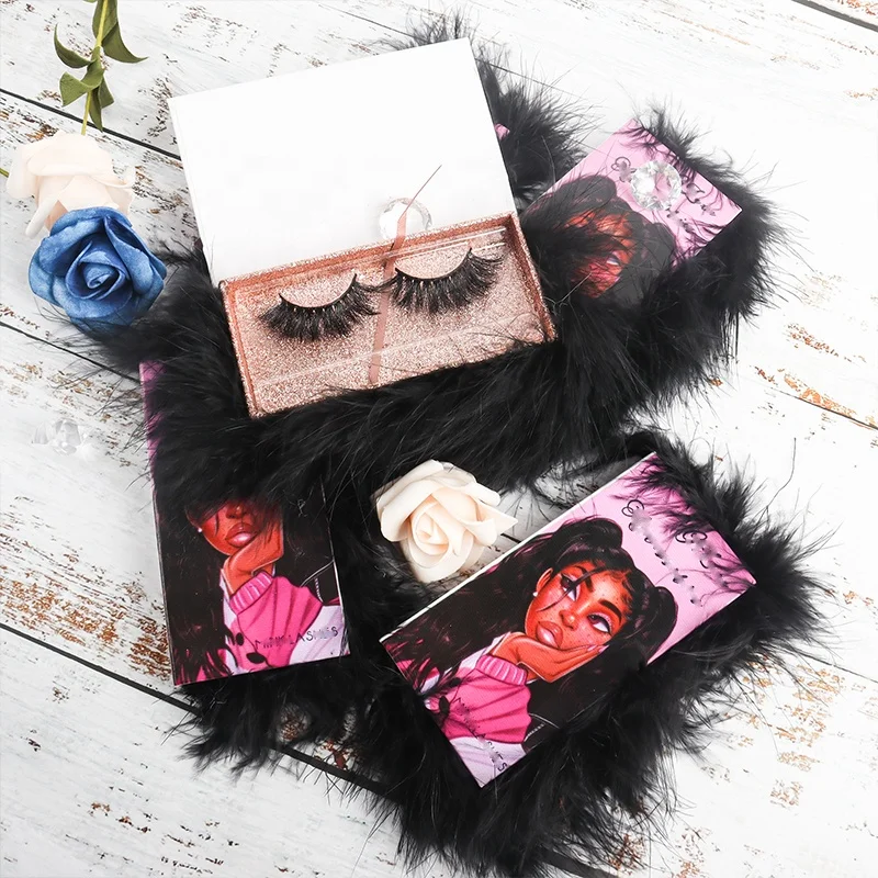 

Ready To Ship Wispy Medium Length Cruelty Free Fluffy Faux Mink Lashes Eyelash Package Box, Natural black