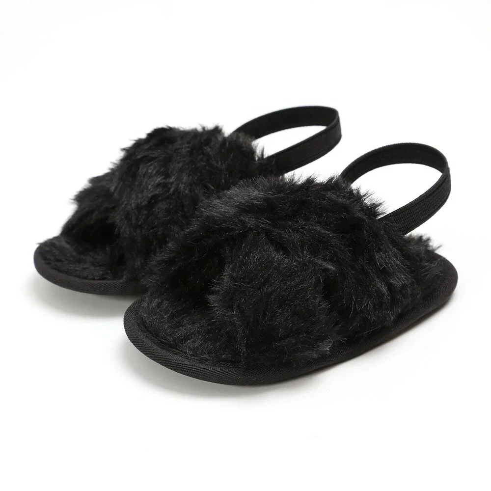 
Cute Newborn Fancy Fur Infant Little Kids Latest Design Baby Girl Slippers 