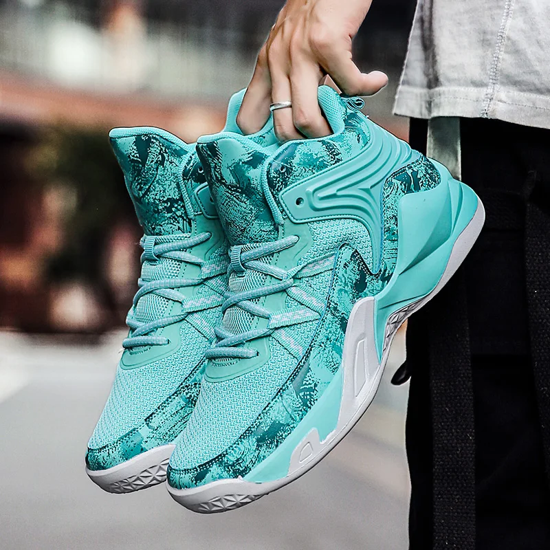 

Men Women Retro Basketball Shoes High-top Sneakers Couple Cushioning Basketball Sneakers Outdoor Training Basketball Boots, Black,green,purple