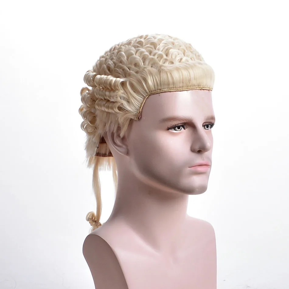 
Aishili Full Hand-made Barrister Wig Synthetic Fiber Hand Made Lawyer Wig for Formal Use in Court and Costume 