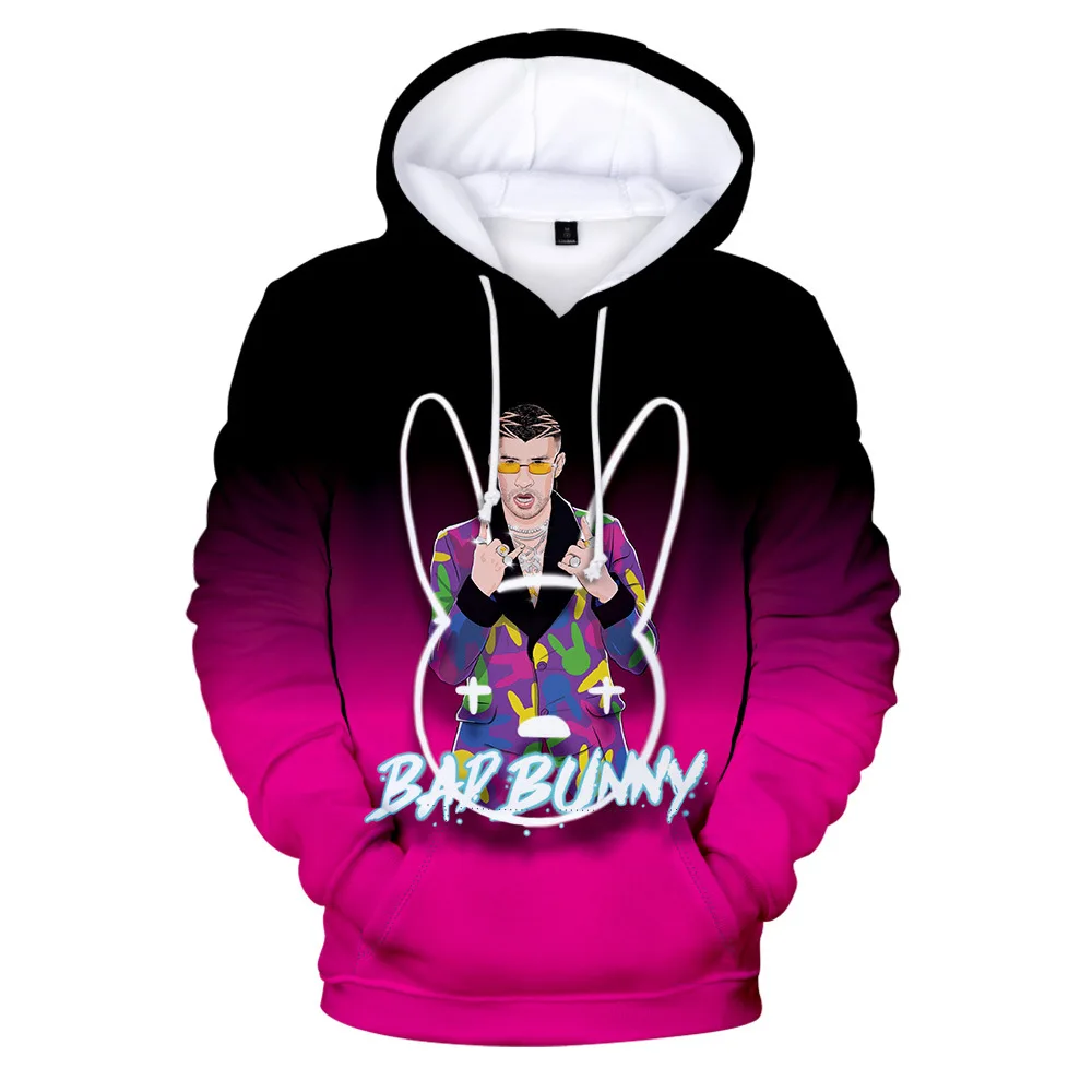 

Wholesale spring and autumn models bad bunny peripheral digital 3d hooded sweater youth trend hoodie