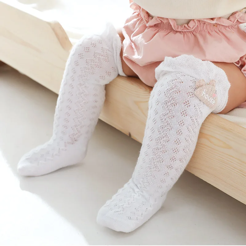 

2021 summer Wholesale anti slip baby girls knee high socks with bows