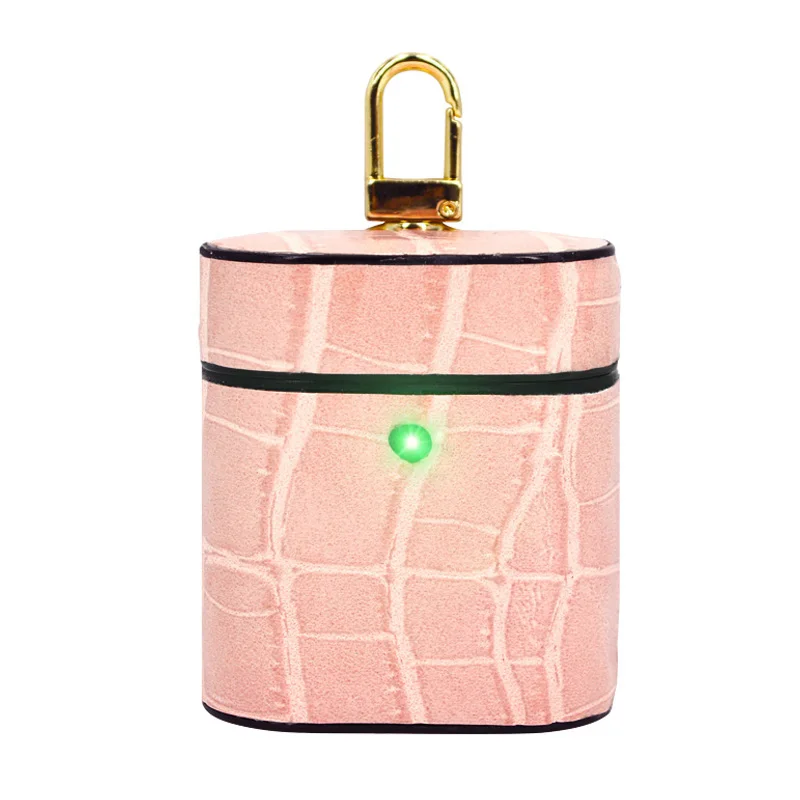 

High Quality Custom Logo Brand Luxury Leather Case for Air Pods 2 Case Cover, Pink