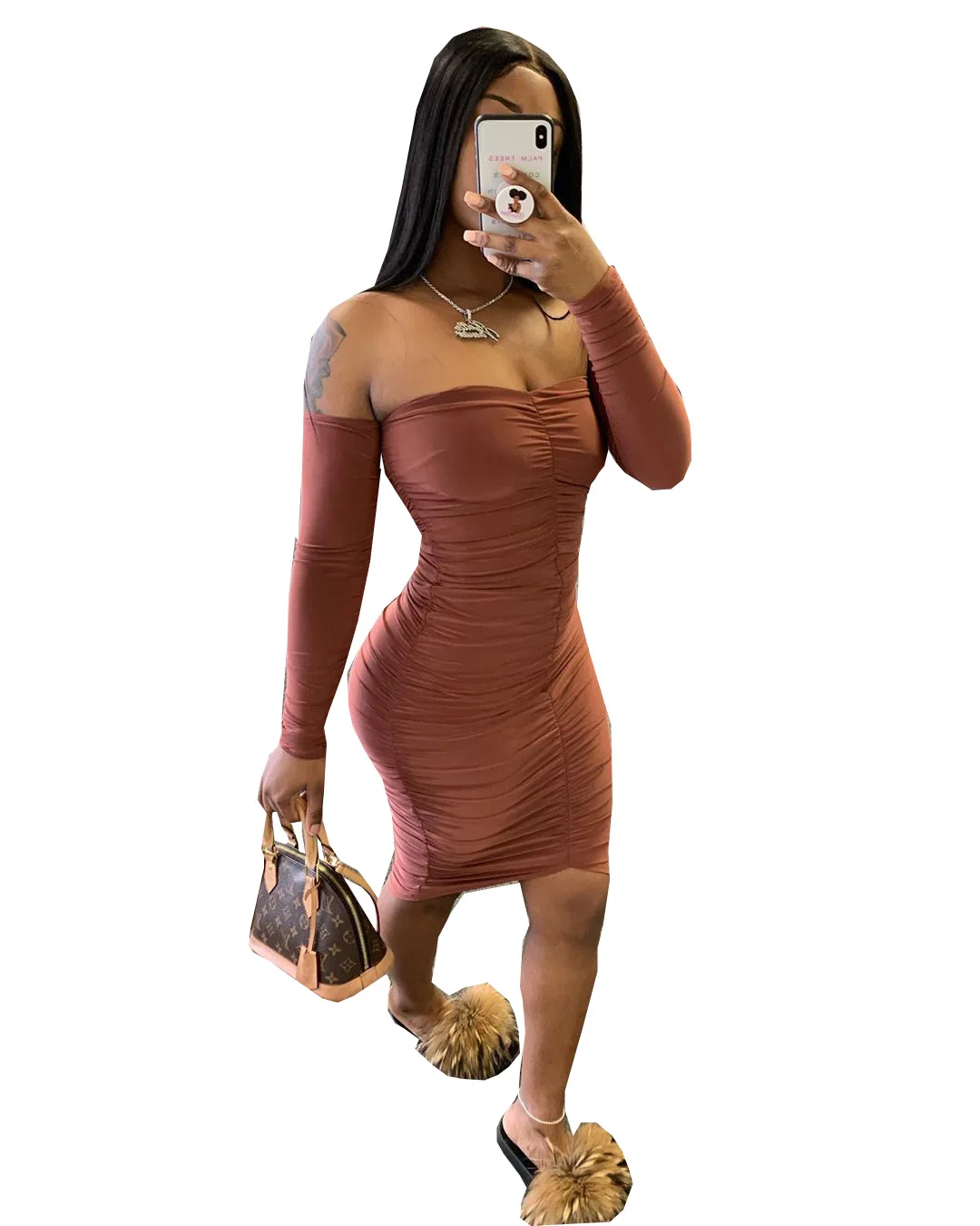 

Solid Color Prom Club Party Wear Sexy Mini Stacked Women Tube Dress GAO, As picture showed