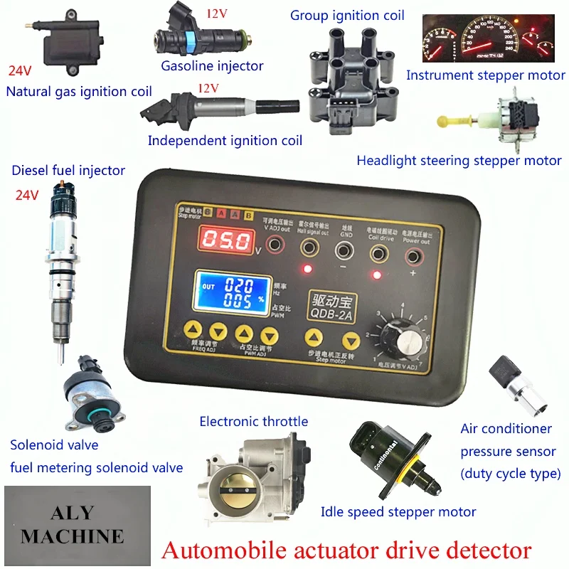 

English Panel Automobile Ignition Coil Test Injector Solenoid Valve Idling Stepper Motor Instrument Tester