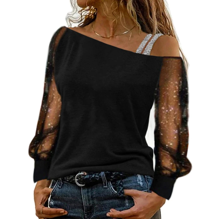 

2022 best selling spring wholesale women blouse plus size blouse long mesh puff sleeve blouse
