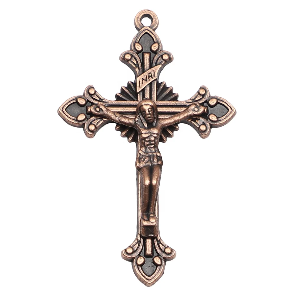 

2 Inches Antique Copper Plating Rosary Crucifix Cross Pendant