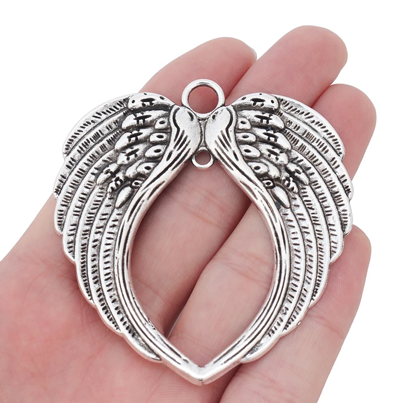 

Antique Silver Large Angel Wings Charms Pendants for Necklace Jewelry Making Findings Accessories