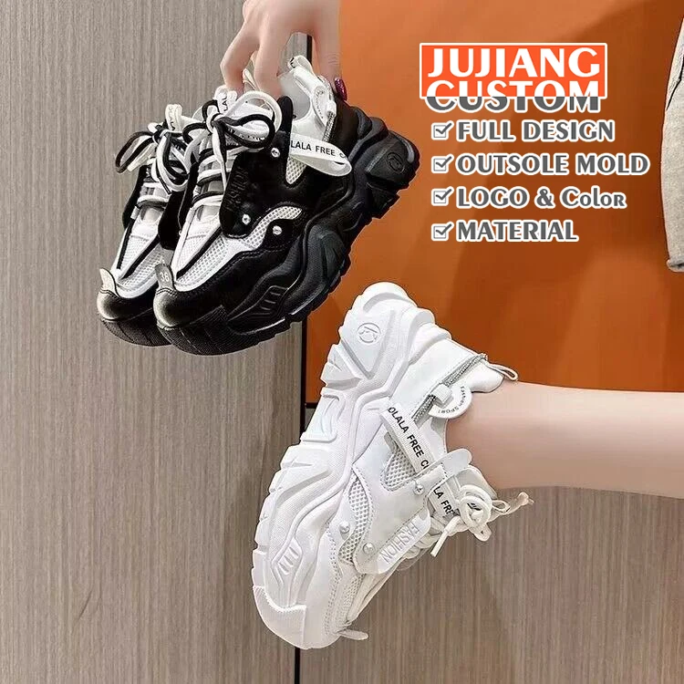 

2023 Sneakers Fashion Women Mesh Casual Shoes Soft Thick Bottom Trainers Lace-Up Platform Sneakers Female Vulcanize Shoes Mujer