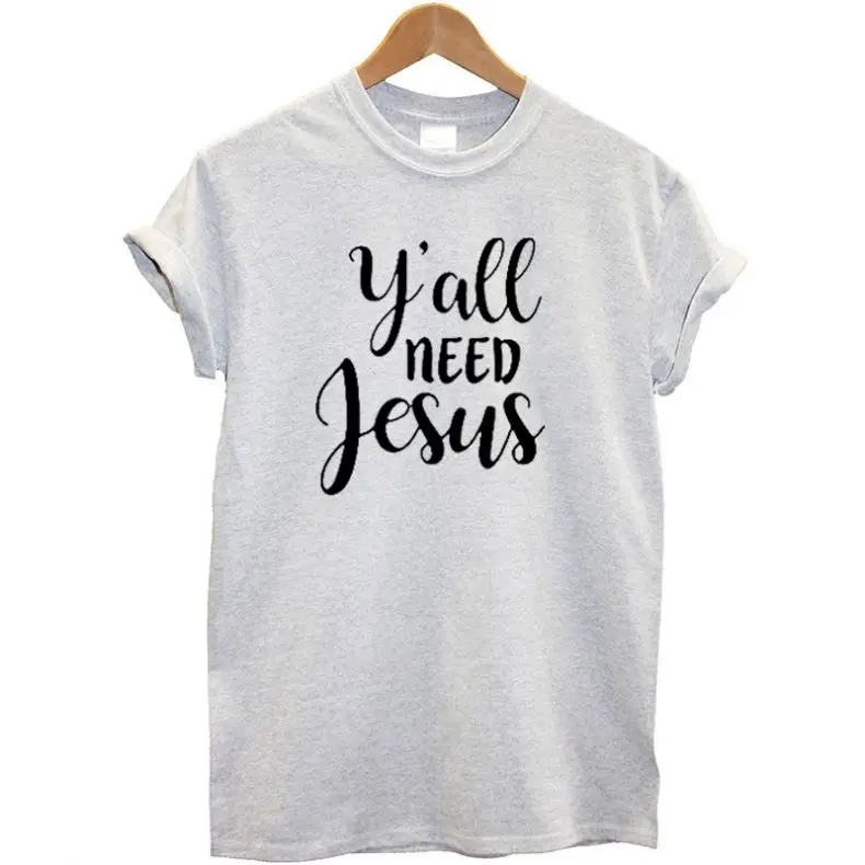 

You Need Jesus Faith T-Shirt Evangelize Christian Tee Shirt Print Letter Casual Style Oversized T Shirt Women Short Sleeve