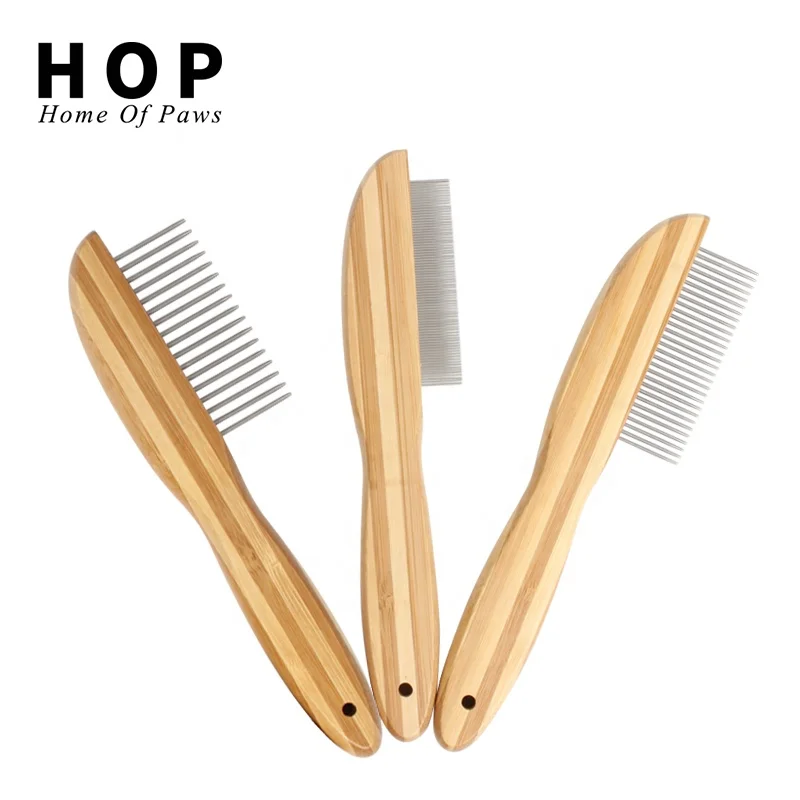 

Factory Wholesale Bamboo Wood Cat Flea Comb Pet Dog Hair Grooming Comb, Natural