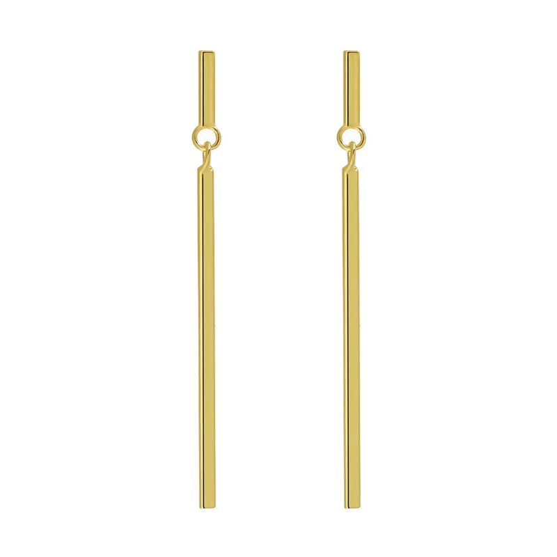 Summer Fine Jewelry 925 Sterling Silver Versatile Geometric Vertical Square Bar Long Drop Earrings for Women
