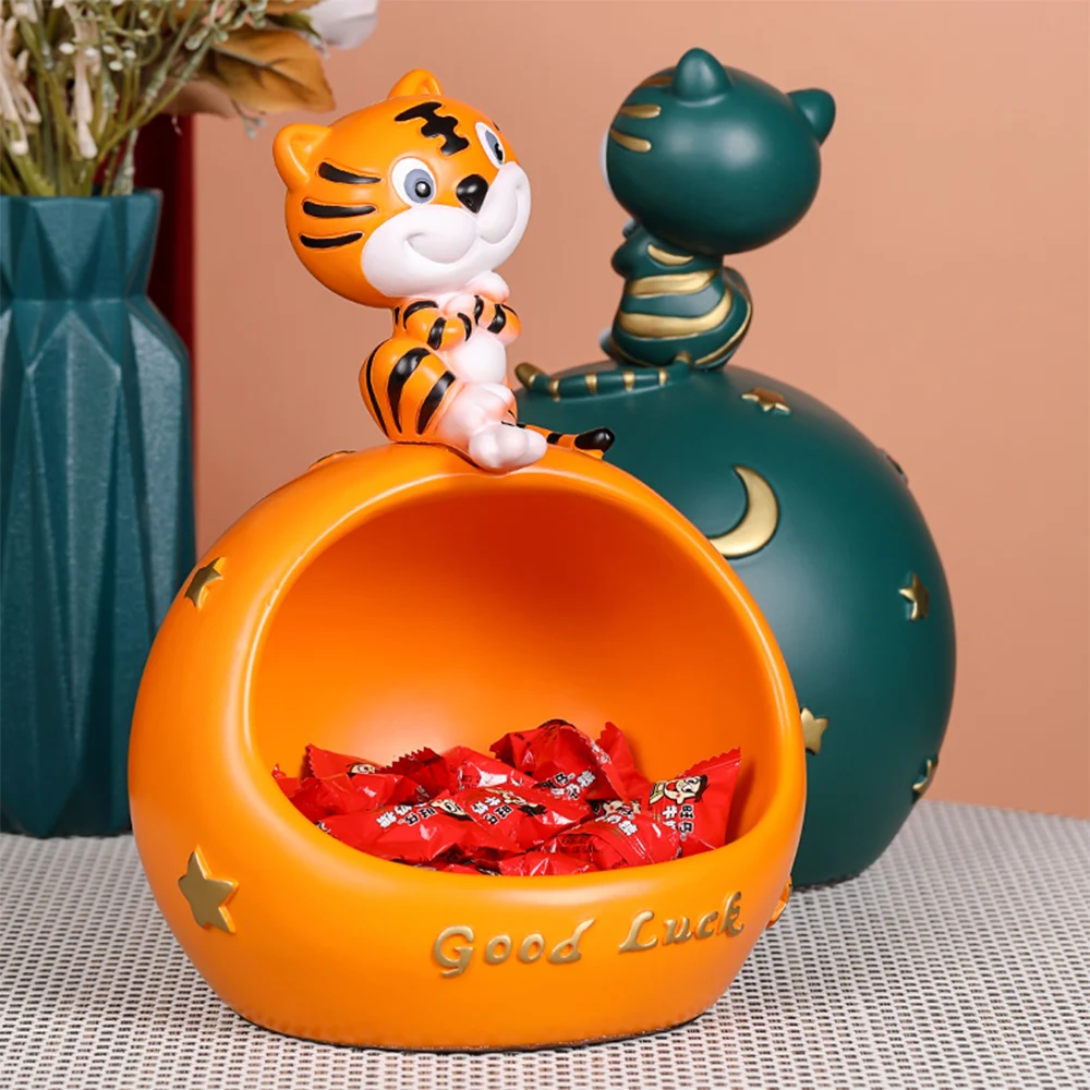 

Home Decoration Sculpture Modern Resin Jewelry Egg Shell Lucky Tiger Storage Decoration