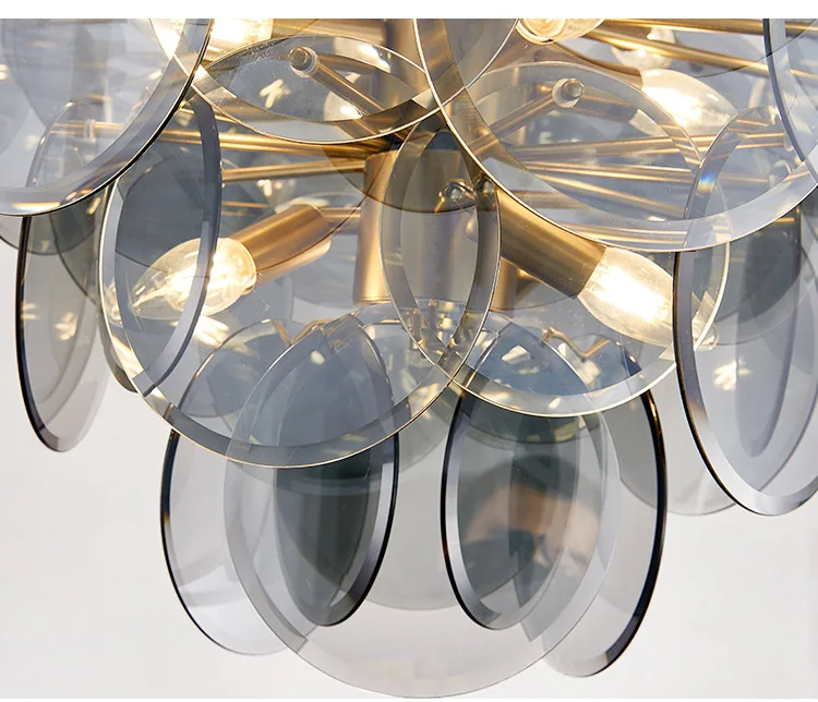 Modern gold Smoky gray pendant lights round glass luxury contemporary chandelier glass
