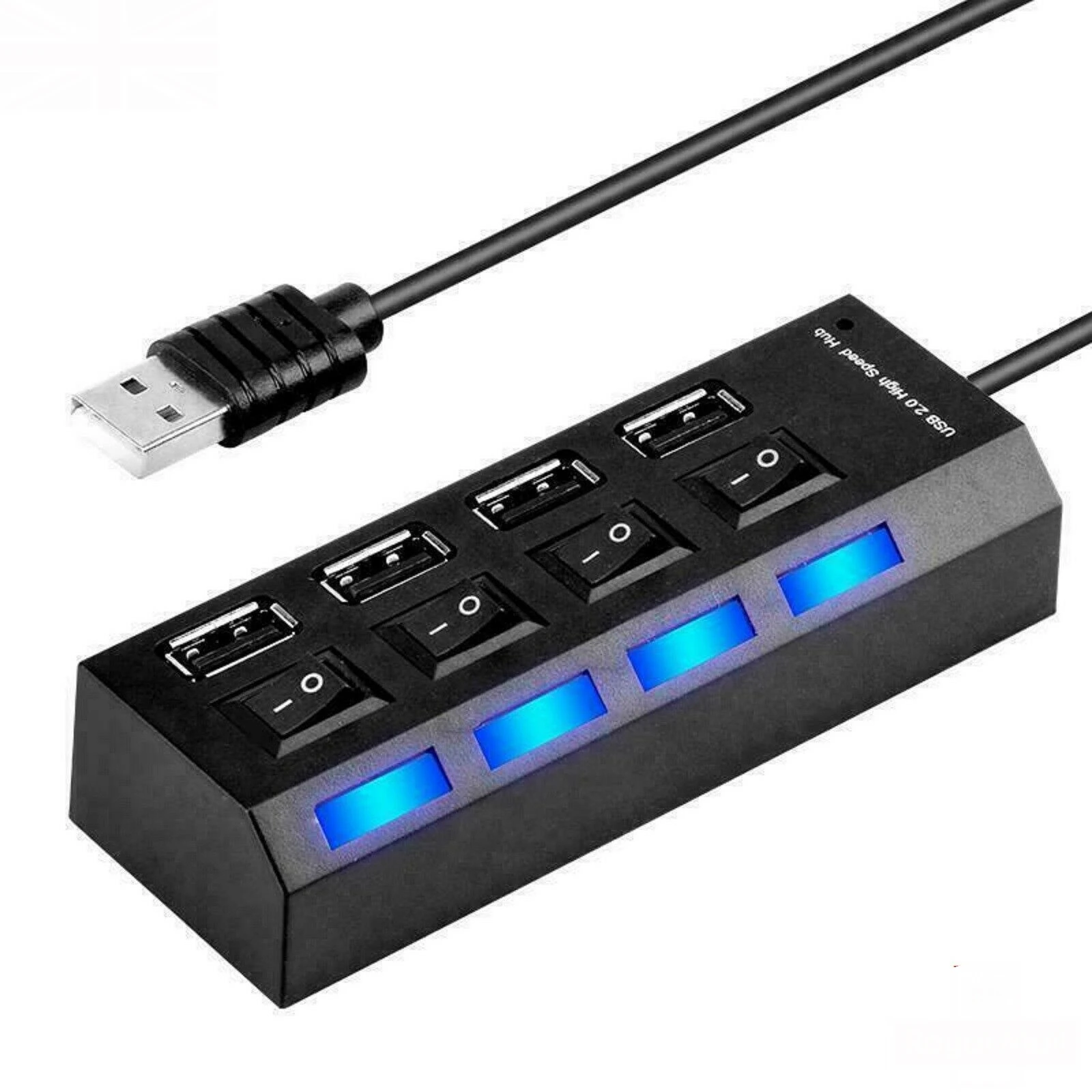 

High Speed 4 Port USB 2.0 Hub With LED Light ON-OFF power switch switches 7 port USB HUB Multi Splitter Expansion Desktop PC La