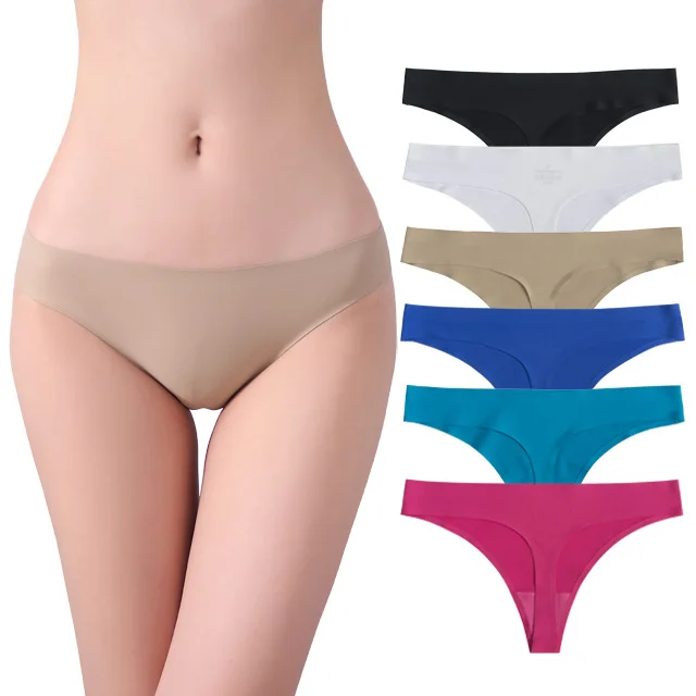 

Manufacturers wholesale Seamless Female Thongs Big Size Women thong penty Sexy women's ice silk panties, Picture shown