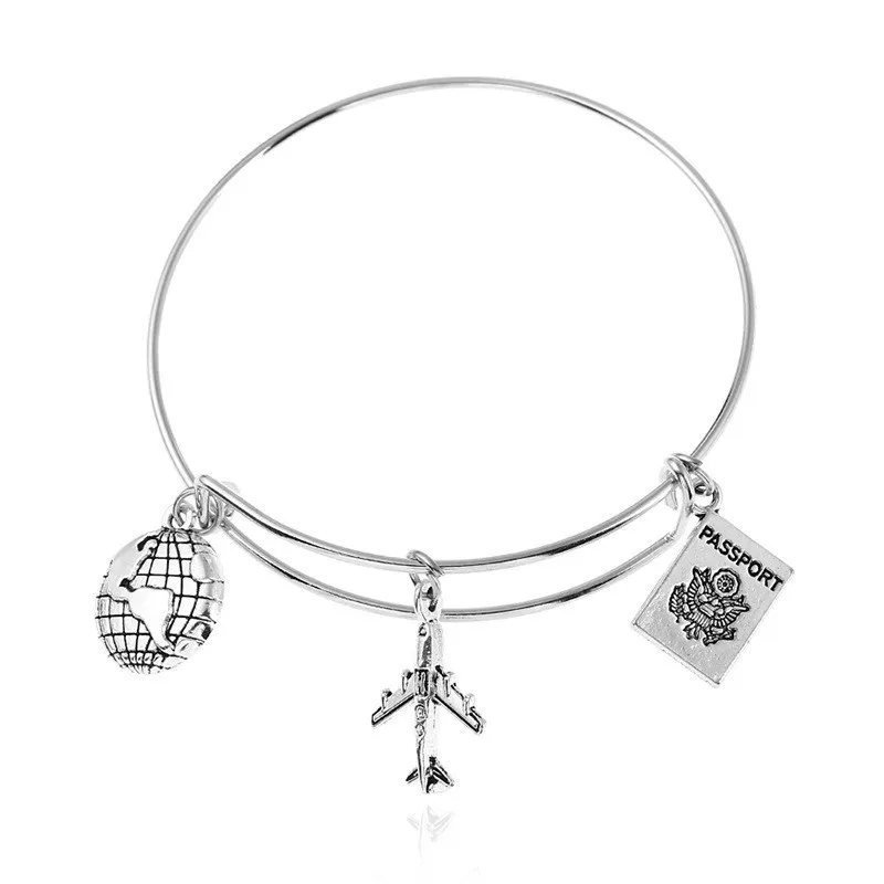 

Hot Journey Gift Flowers Wing Hand Ornaments Rectangle Embossing Laissez-Passer pulsera Alex Anis Teacher Pendant Bracelet