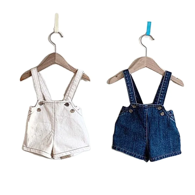 

MILANCEL Summer new kids overalls shirts style girls denim overalls boys playsuit