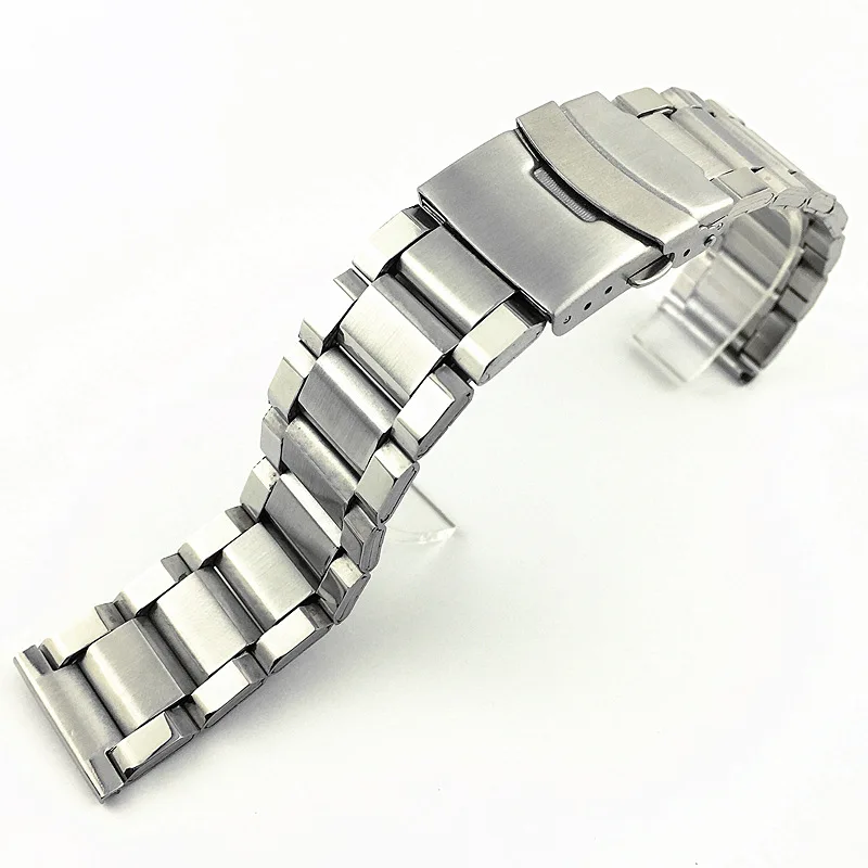 

Luxury 316L Stainless Steel Watch Band Chain 3 Beads 20 22 24mm Stainless Steel Metal Watch strap bracelet Replacements