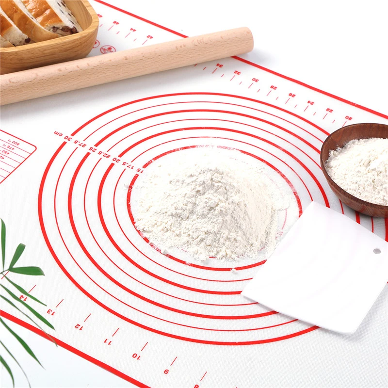 

BPA Free Professional Food Grade Silicone Pastry Mat Dough Kneading Pad Custom Non Stick Silicone Baking Mat With Measurements, Red, black