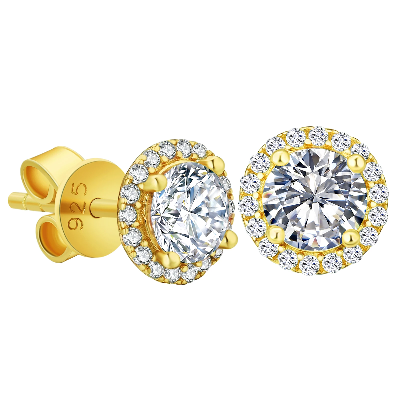 Women Luxury Diamond Jewelry 1.0CT 2.0CT Gold Plated 925 Sterling Silver Stud VVS GRA Certificate Men Moissanite Halo Earrings