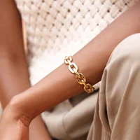 

Fashion Jewelry Pure Form Small Link Chain Cuff Bracelets Gold Color Brass Bangles for Women Accessories Bijoux Wholesale 2032