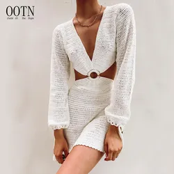 OOTN Beach Backless Summer Hollow Out Women V Neck