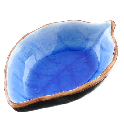 

Leaf Ceramic Small Dish, Kitchen Multi-use Seasoning Dish, Ice Cracked Glaze Seasoning Sauce Vinegar Tableware, Yellow,blue,green,dark blue