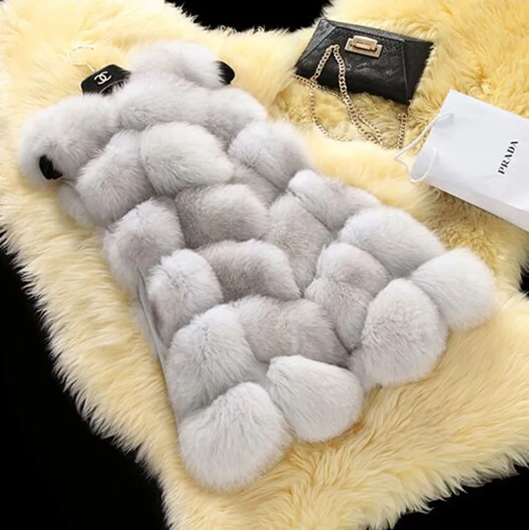 

2019 Hot Selling Lady's Faux Fur Vest Quality Soft Fox Fur Waist Coat