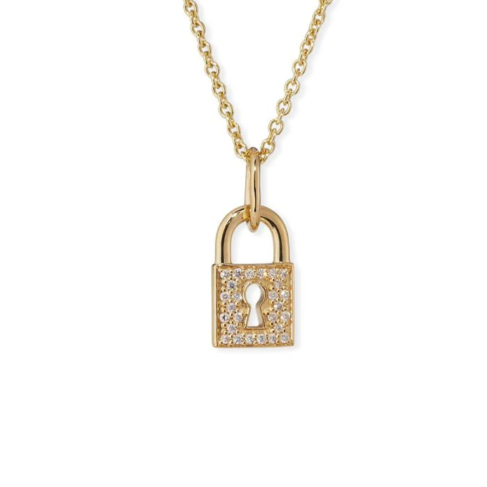 

Gemnel 14k gold jewelry diamond padlock sterling silver women necklace